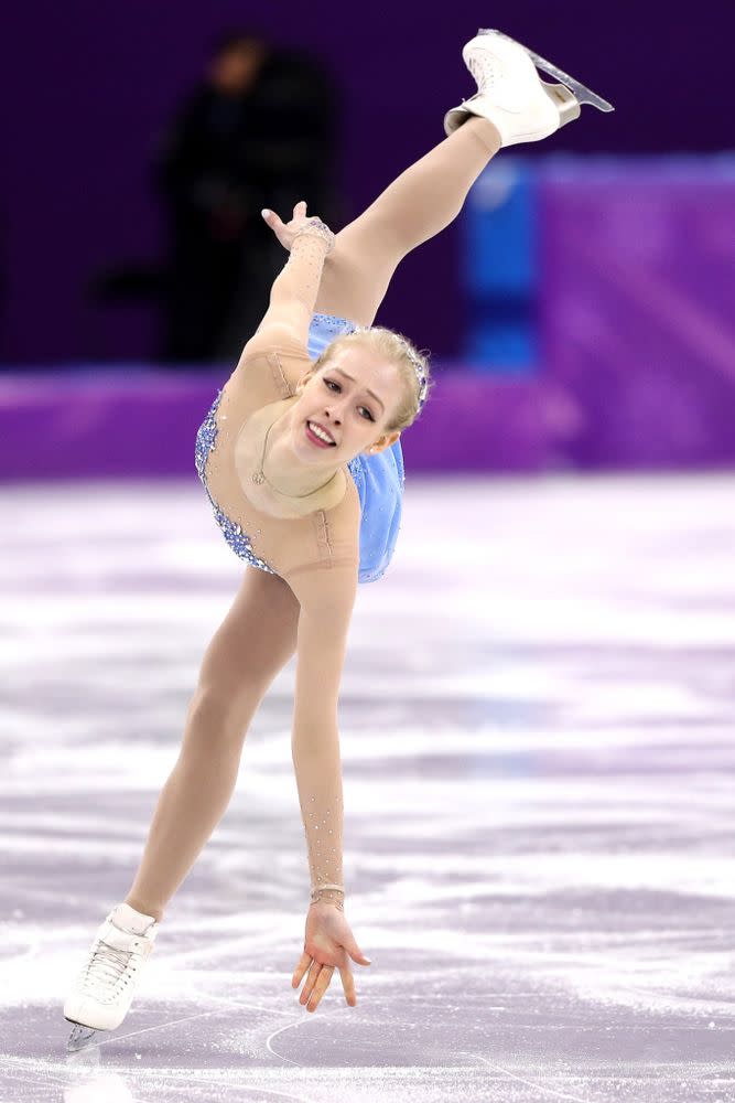 Figure skater Bradie Tennell competing in the women's individual free skate at the 2018 Winter Olympics