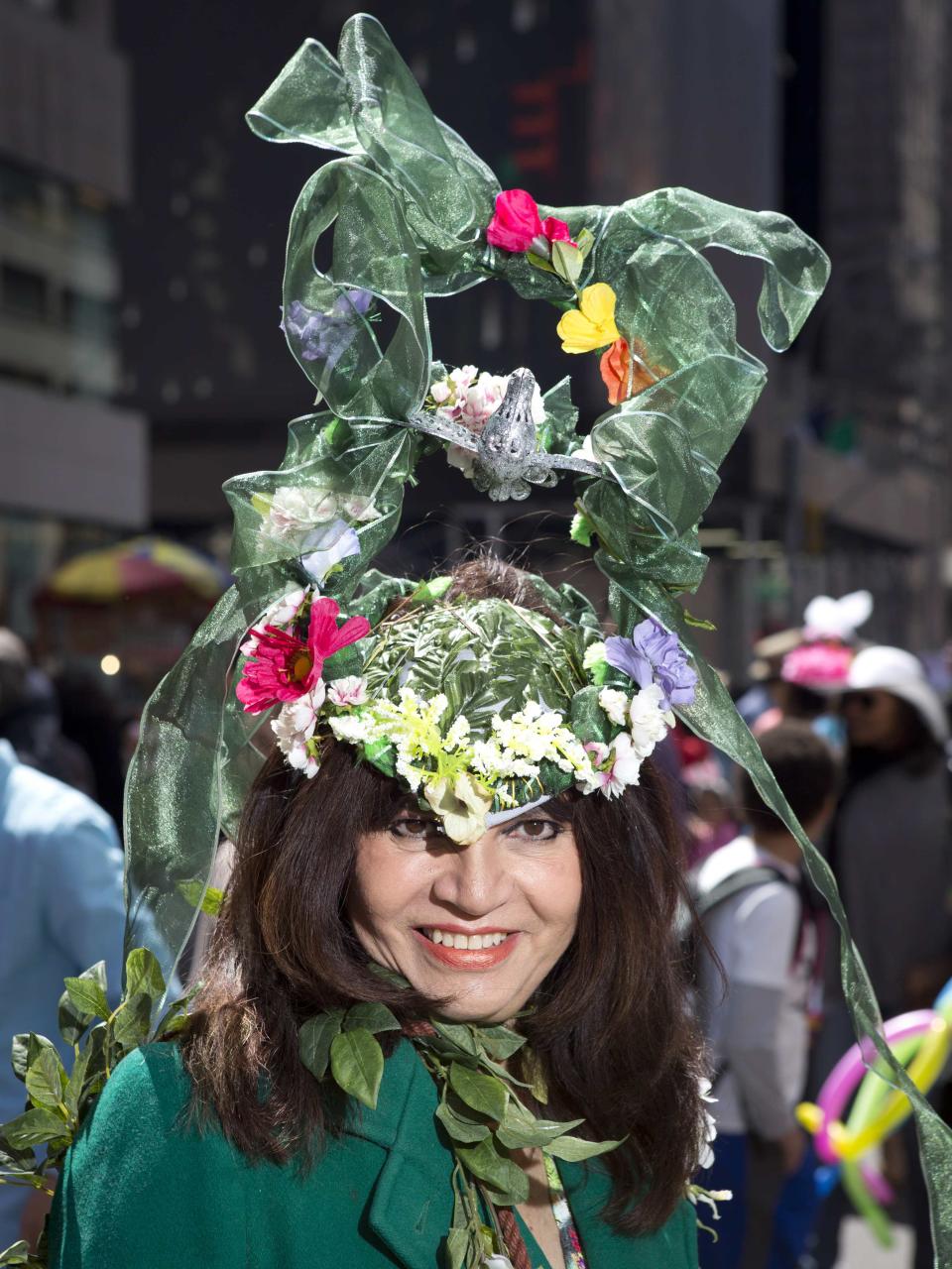 Melody Cooper poses for a portrait as she takes part in the annual Easter Bonnet Parade in New York