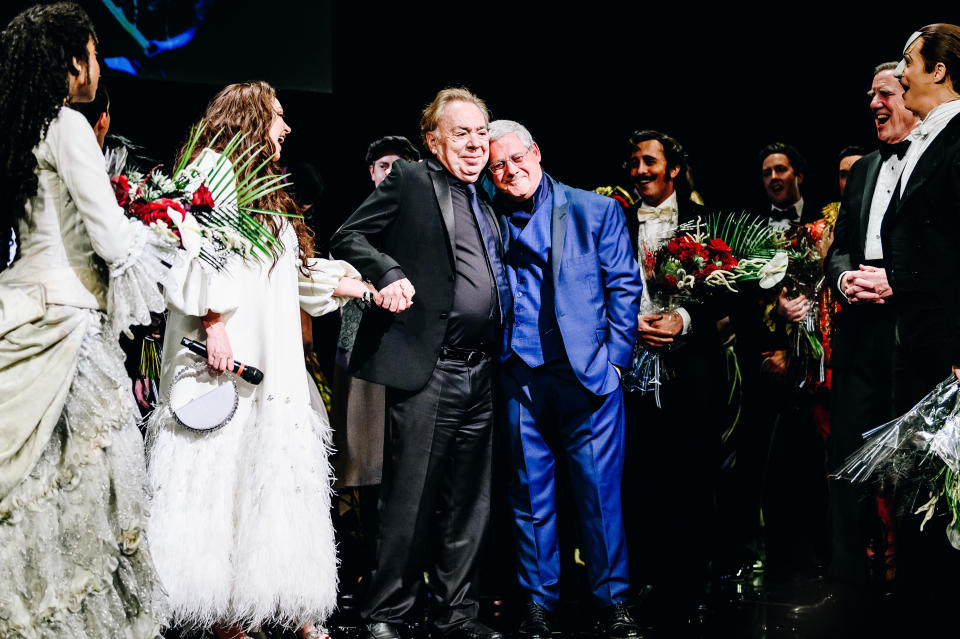 Sarah Brightman, Andrew Lloyd Webber and Cameron Mackintosh at the closing performance of 