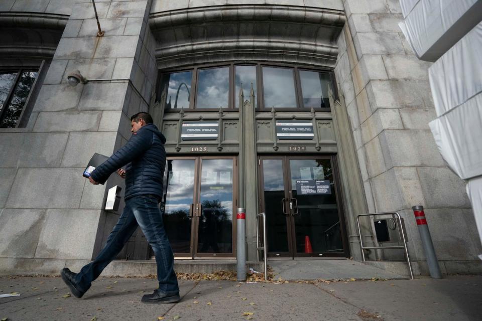 Immigration, Refugees and Citizenship Canada offices in Montreal. Entrance to IRCC offices taken in front of 1025 rue St Jacques, in Montreal, Quebec on 05 Nov 2021. 