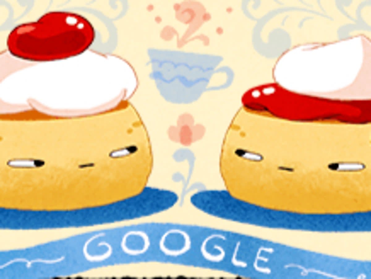 Today’s Google Doodle on 10 June 2023 reignites an age-old debate among scone-lovers in the UK (Google)