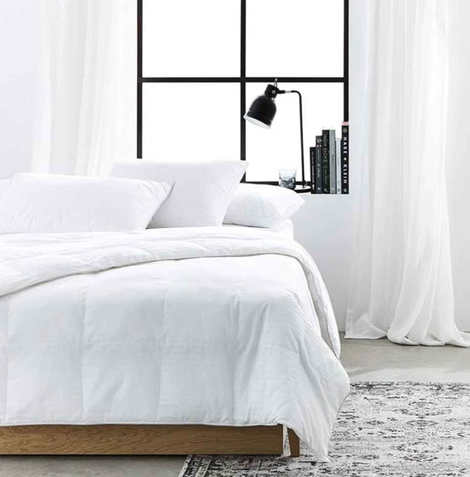 Downtime Luxury High Loft Quilt in a luxe white bedroom