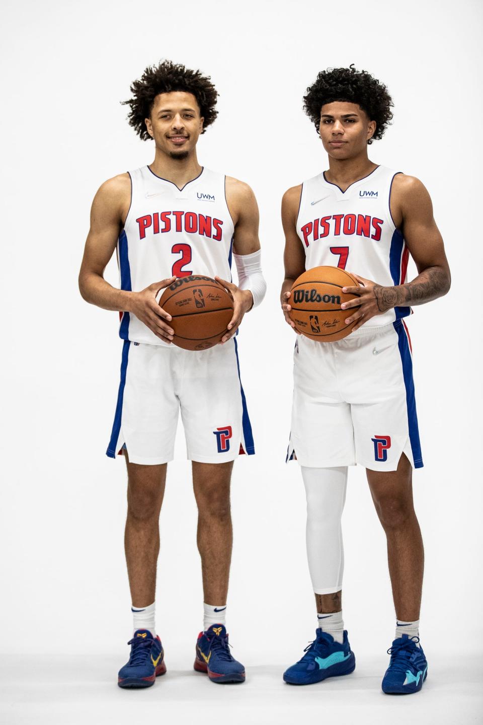 The Pistons' past two top-10 draft picks: Cade Cunningham, left, and Killian Hayes, right.