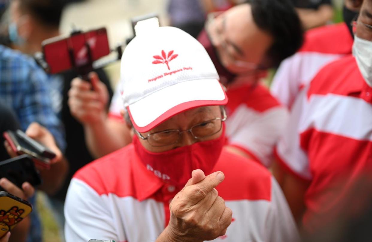 GE2020: Progress Singapore Party Tan Cheng Bock speaking to media on 8 July. (PHOTO: Yahoo News Singapore/Joseph Nair)