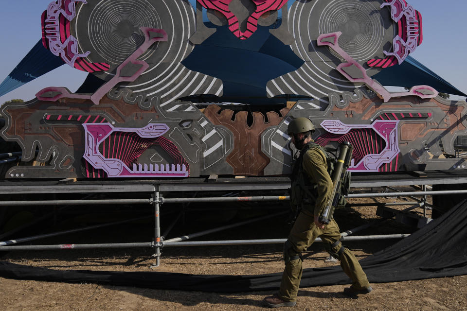 The site of a music festival near the border with the Gaza Strip in southern Israel is seen on Thursday. Oct. 12, 2023. At least 260 Israeli festivalgoers were killed during the attack by Hamas gunmen last Saturday. (AP Photo/Ohad Zwigenberg)