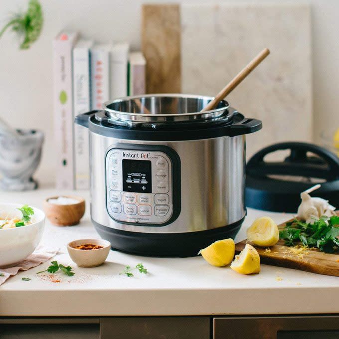 <a href="https://amzn.to/3ltdEKJ" rel="nofollow noopener" target="_blank" data-ylk="slk:Instant Pot Duo Mini Pressure Cooker;elm:context_link;itc:0;sec:content-canvas" class="link rapid-noclick-resp">Instant Pot Duo Mini Pressure Cooker</a>