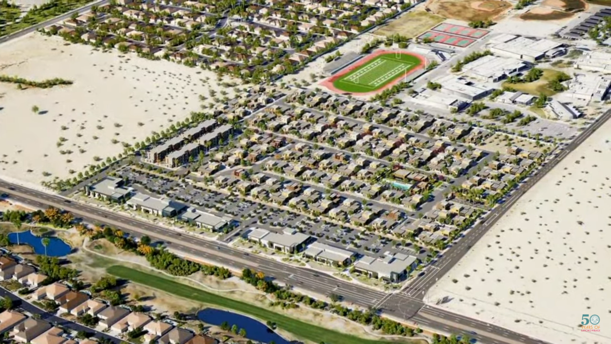 A rendering shows plans for Catana, a development along Ramon Road and just south of Rancho Mirage High School.