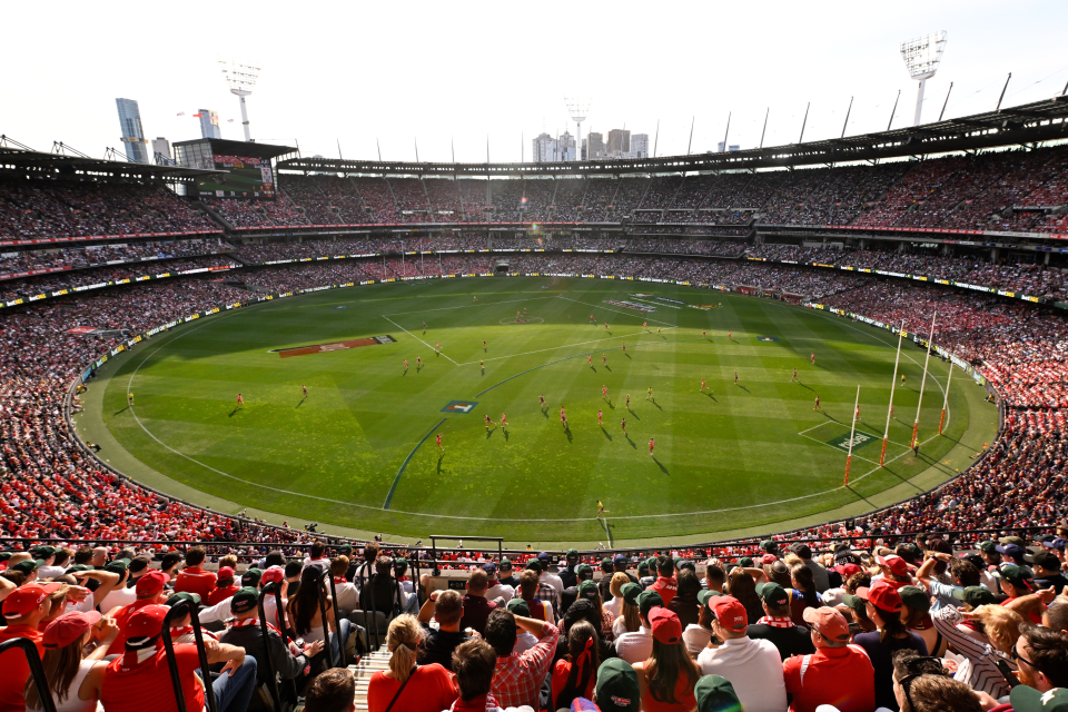 AFL grand final crowd pictured.