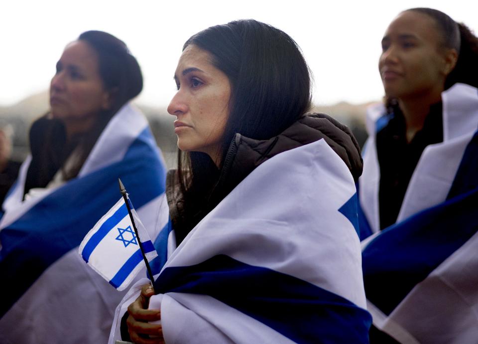 People attend the Stand with Israel rally at the Capitol in Salt Lake City.