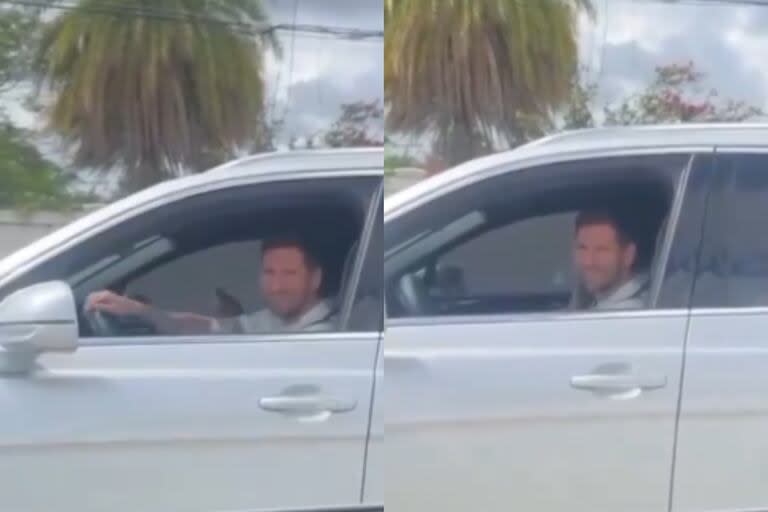 Un hincha cordobés se encontró con Leo en Miami y le dijo unas emotivas palabras desde su auto (Foto: Captura de video / X @M30Xtra)