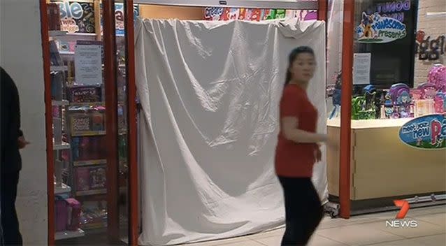 Stationery store Smiggle was the crooks' first target. Source: 7News