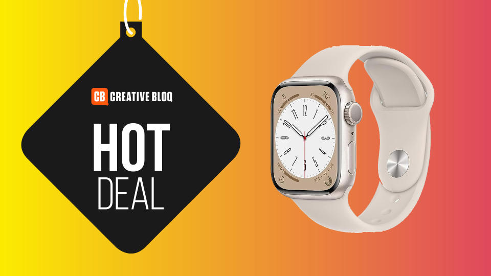 Apple Watch Series 8 on background that says 'hot deal'