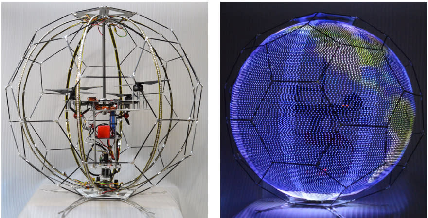 凌空漂浮有畫面！全球首見的球形投影飛行器