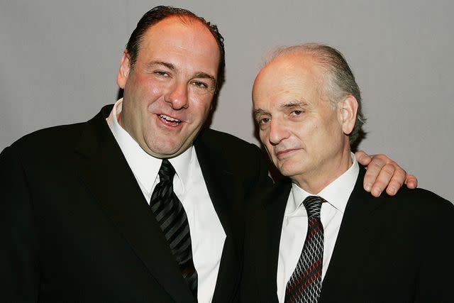 <p>Evan Agostini/Getty</p> James Gandolfini and David Chase in New York City in 2007.