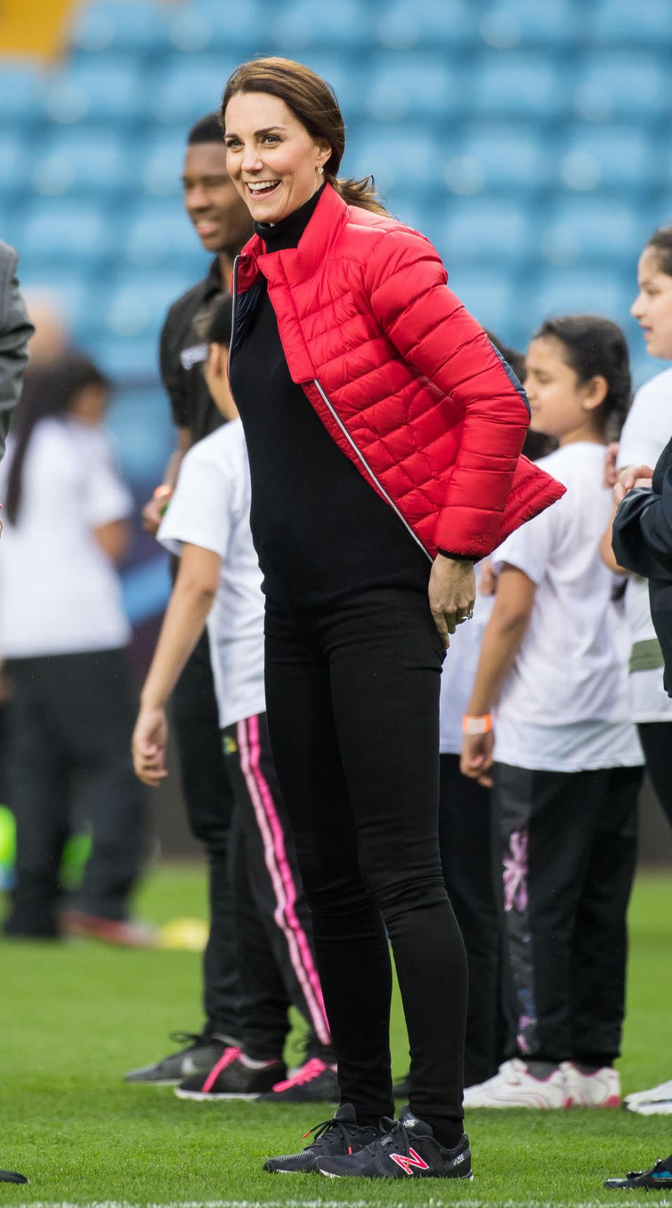 Then, after their off-roading experience was completed, the royals changed clothes and met with children from Castle Vale Primary School, who were the winners of the Jaguar Primary School challenge. Photo: Getty Images