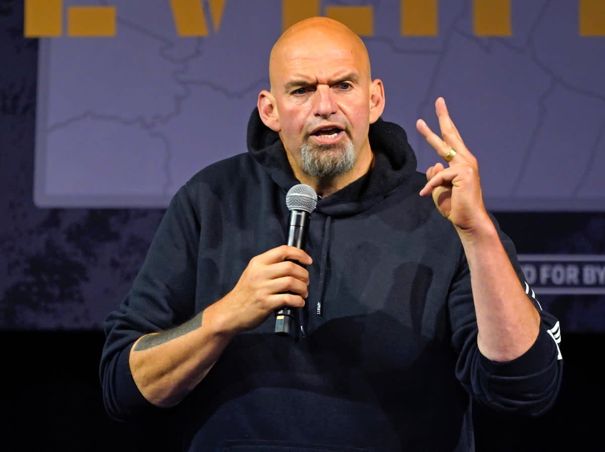 Pennsylvania lieutenant governor John Fetterman, the Democratic nominee for the state’s US Senate seat (AP)