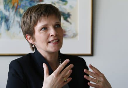 The German central bank (Bundesbank) vice-president Claudia Buch speaks during a photocall at the Bundesbank headquarters in Frankfurt, May 20, 2014. REUTERS/Ralph Orlowski