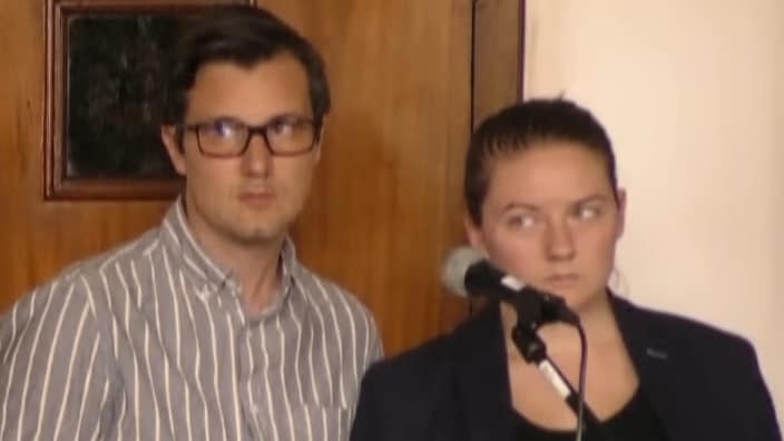 Nicholas Spencer (left) and Mackenzie Leigh Mathias Spencer (right) are accused of child trafficking and aggravated torture of a 10-year-old child they were fostering in Uganda. (Photo: Screenshot/YouTube.com/South China Morning Post)