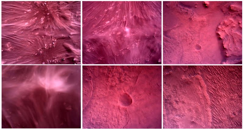 Combinación de imágenes de la superficie de Marte directamente debajo del rover Mars Perseverance de la NASA se ve usando la cámara Rover Down-Look