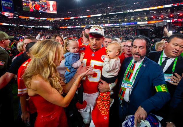 Travis Kelce cooed over Patrick Mahomes' kids after Super Bowl as video  shows