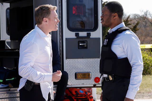 <p>Will Hart/NBC</p> Diego Klattenhoff and Derrick Williams in "The Blacklist"