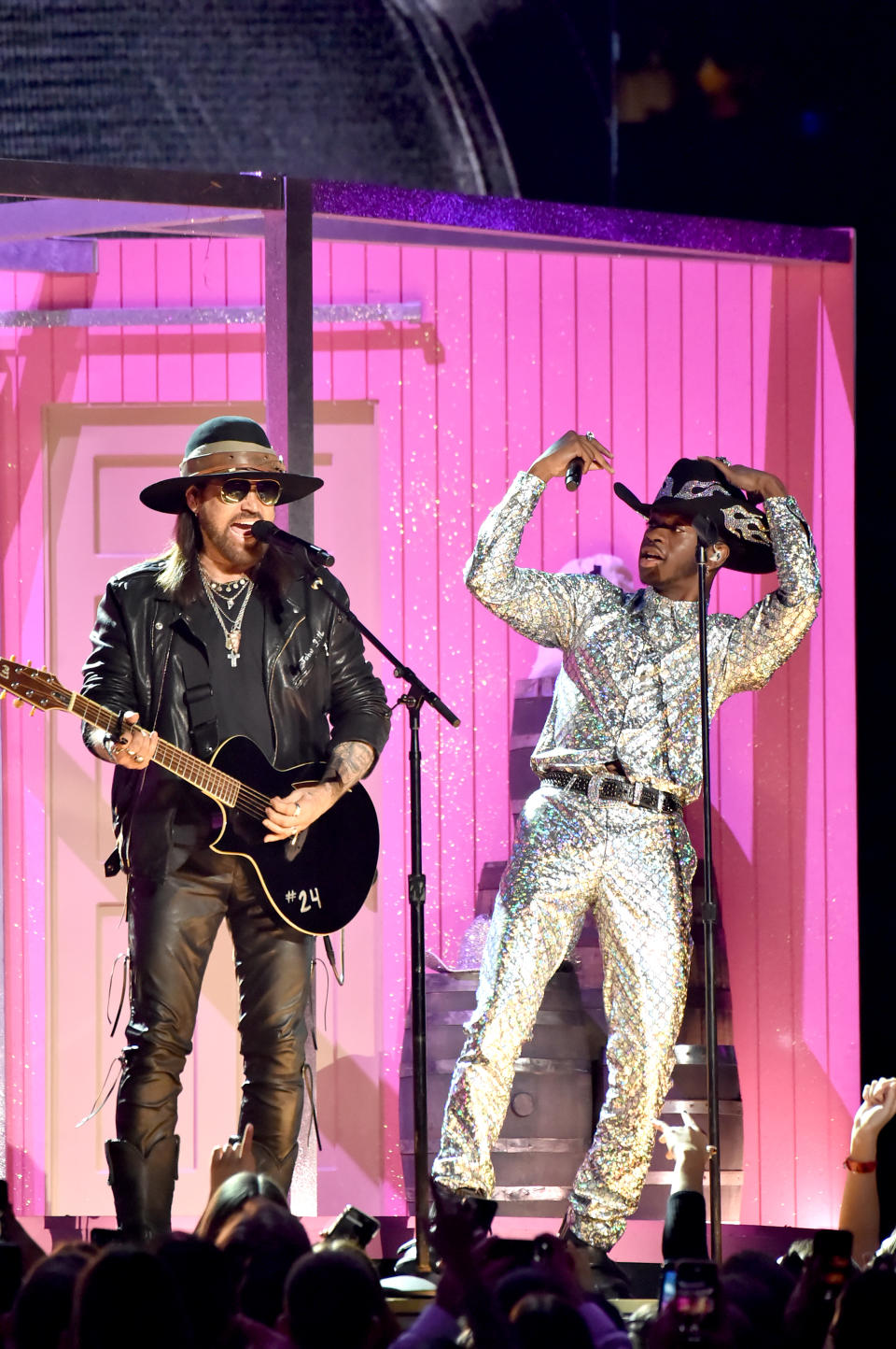 LOS ANGELES, CALIFORNIA - JANUARY 26: Lil Nas X and Billy Ray Cyrus preform onstage during the 62nd Annual GRAMMY Awards at Staples Center on January 26, 2020 in Los Angeles, California. (Photo by Jeff Kravitz/FilmMagic)