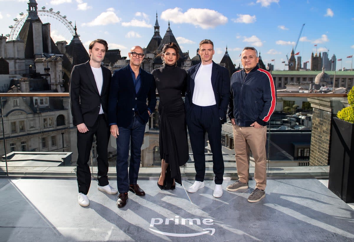  Priyanka Chopra Jonas, Richard Madden and Stanley Tucci in London with Citadel creators Joe Russo and David Weil (Prime Video)