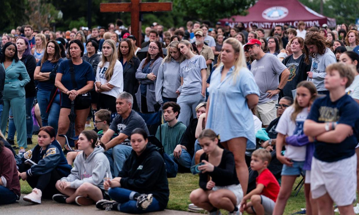 <span>A vigil at Apalachee high school at Jug Tavern Park in Winder, Georgia, on 6 September 2024.</span><span>Photograph: Elijah Nouvelage/Reuters</span>