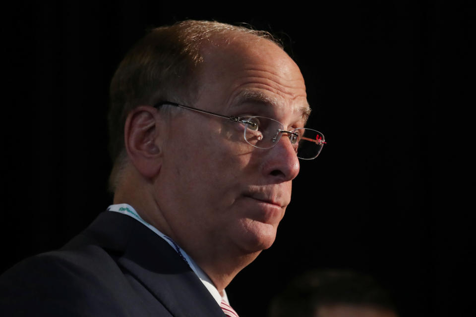 Larry Fink, Chief Executive Officer of BlackRock, stands at the Bloomberg Global Business forum in New York, U.S., September 26, 2018. REUTERS/Shannon Stapleton