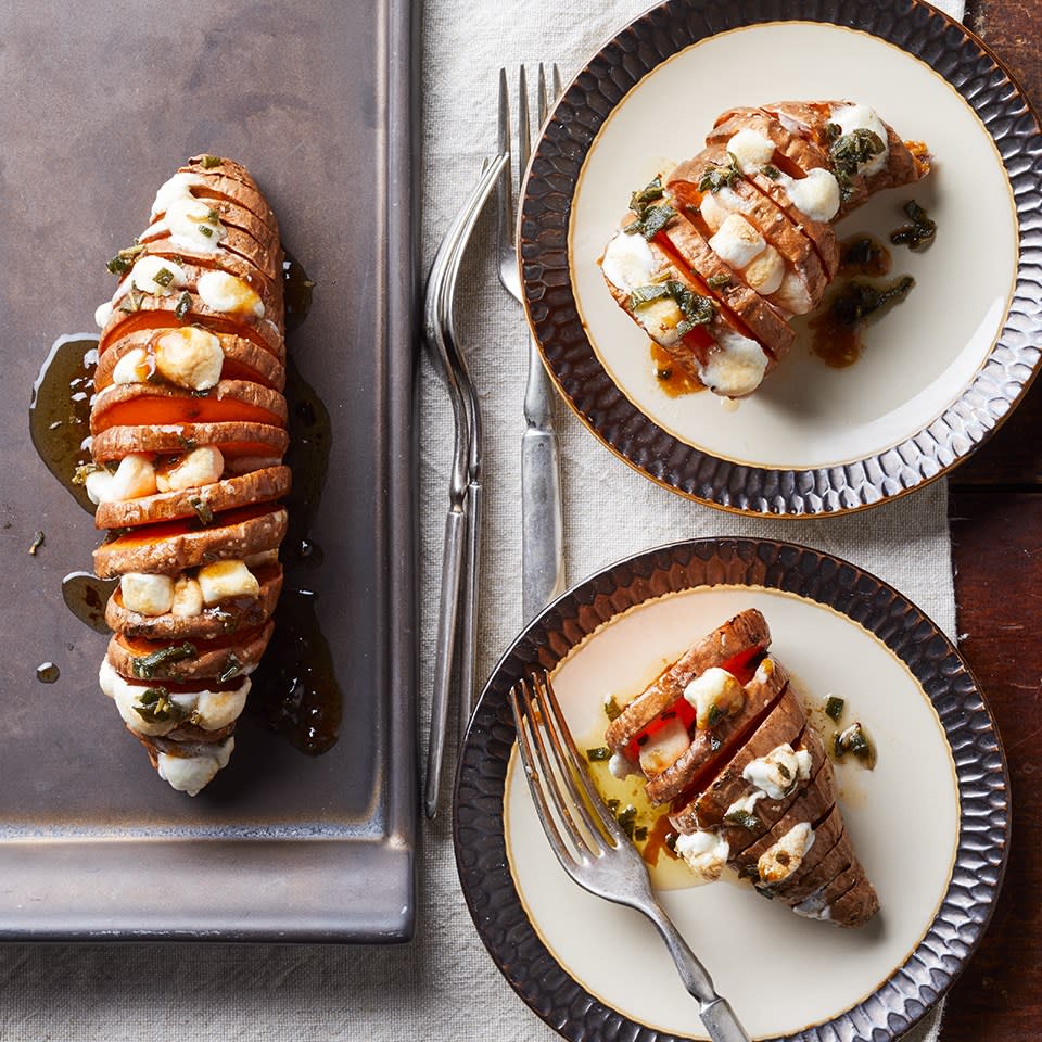 Hasselback Sweet Potatoes with Marshmallows