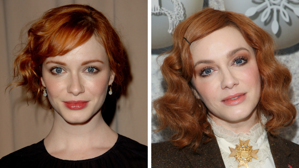 Christina Hendricks in 2007 and 2019