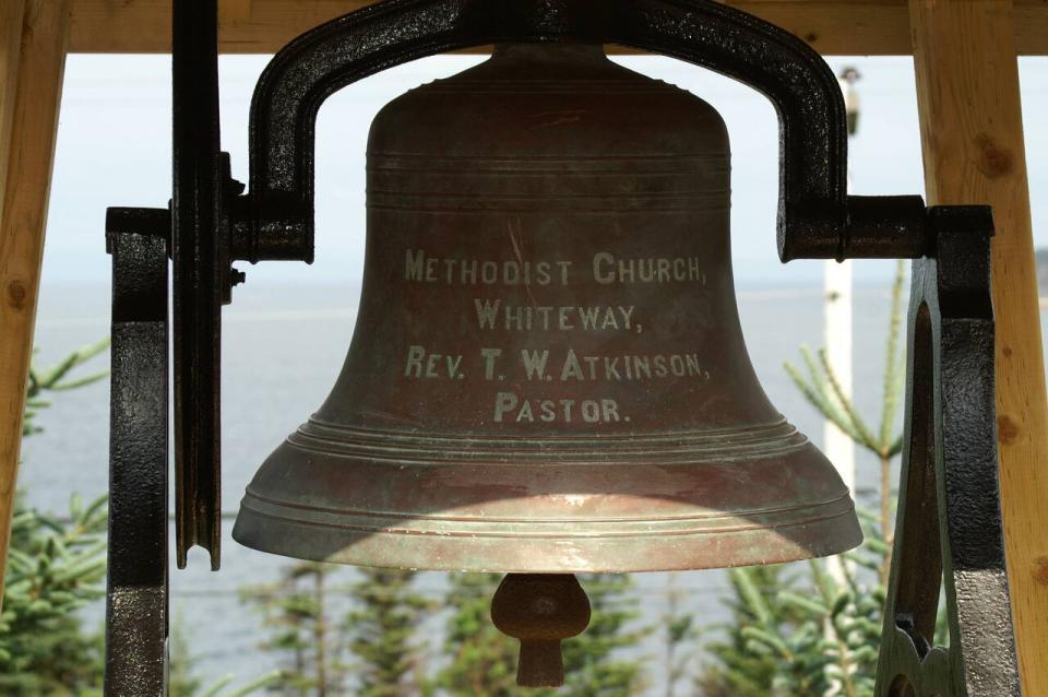 The church bell outside St. Andrew's United Church in Whiteway went missing on Canada Day weekend. The bell is over 100 years old.