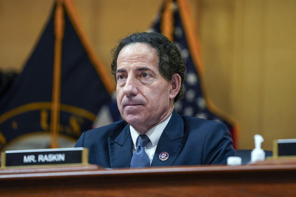 Rep. Jamie Raskin, D-Md., during
a hearing investigating the Jan. 6 attack on the U.S. Capitol on July 12, 2022.  (Demetrius Freeman / The Washington Post via Getty Images file)