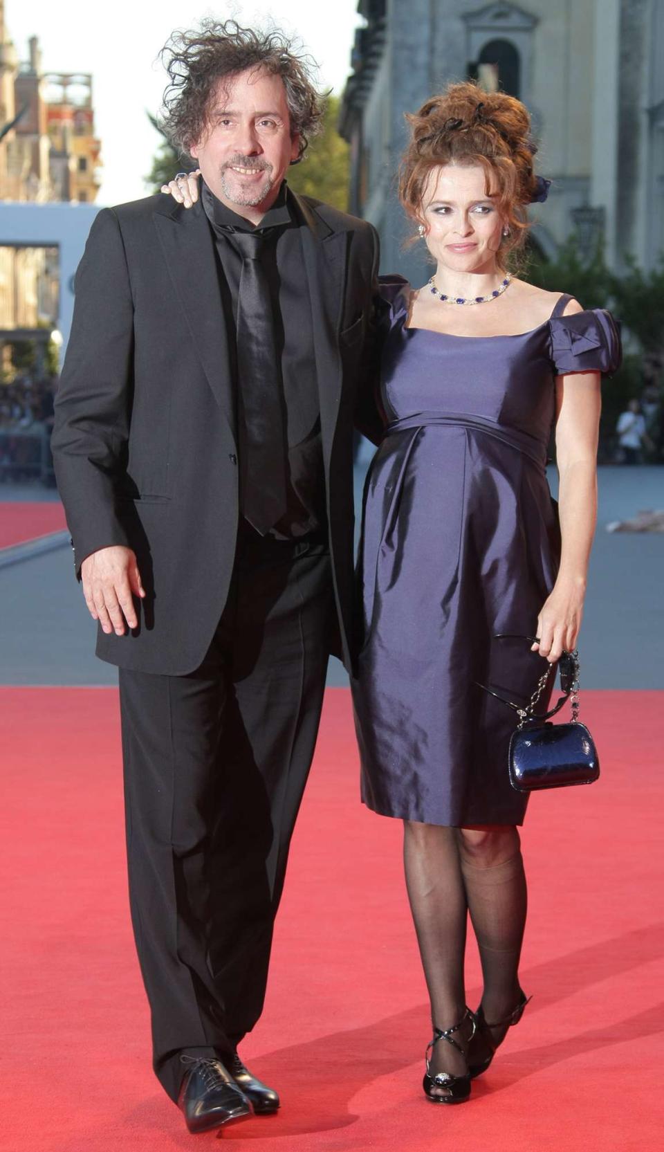 Tim Burton and wife Helena Bonham Carter attend the Tim Burton Golden Lion For Lifetime Achievement Award ceremony in Venice during day 8 of the 64th Venice Film Festival on September 5, 2007 in Venice, Italy