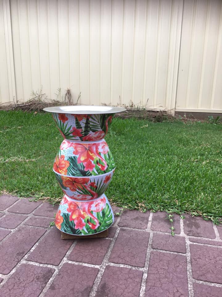 Woman transforms $7 salad bowl into 'luxe' side table. Photo: Facebook (supplied).