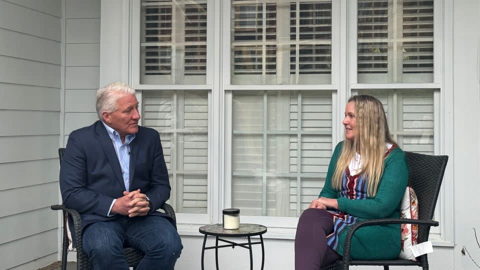 Massachusetts native Kim Cavaliere, who moved to Georgia over 20 years ago, is pictured at her home in Dacula, Georgia. - CNN