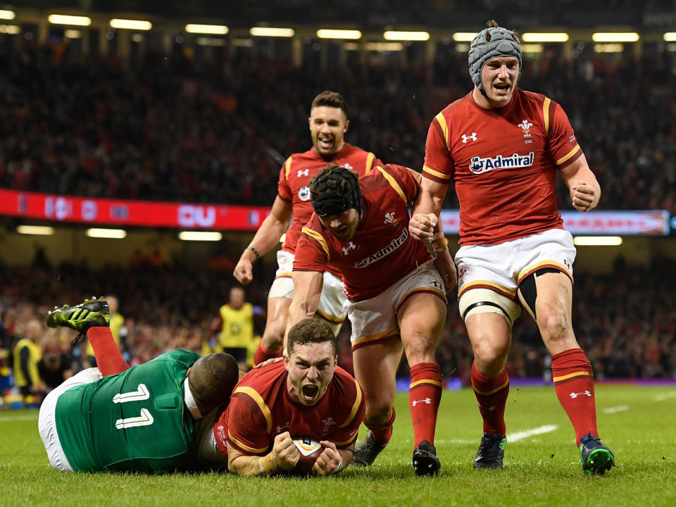 George North crashes over for Wales' first try: Getty