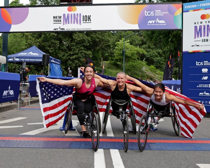 The top three finishers in the pro wheelchair division of the NYRR Mini 10K were all American. 