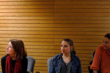Millennial voters listen as Mindi Messmer, Democratic candidate for the U.S. House of Representatives in New Hampshire's First Congressional District, speaks to the UNH College Democrats meeting at the University of New Hampshire in Durham, New Hampshire, U.S., March 28, 2018. Picture taken March 28, 2018. REUTERS/Brian Snyder