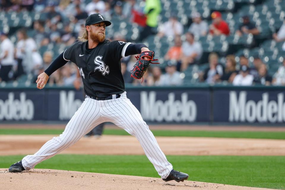 White Sox starting pitcher Michael Kopech delivers against the Tigers during the first inning Aug. 12, 2022 at Guaranteed Rate Field.