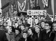 Not originally published in LIFE. The crowd watches Dwight Eisenhower's inaugural parade, 1953. (Cornell Capa—Time & Life Pictures/Getty Images) <br> <a href="http://life.time.com/history/life-at-the-inaugurations-rare-and-classic-photos-1933-1969/#1" rel="nofollow noopener" target="_blank" data-ylk="slk:Click here to see the full collection at LIFE.com;elm:context_link;itc:0;sec:content-canvas" class="link ">Click here to see the full collection at LIFE.com</a>