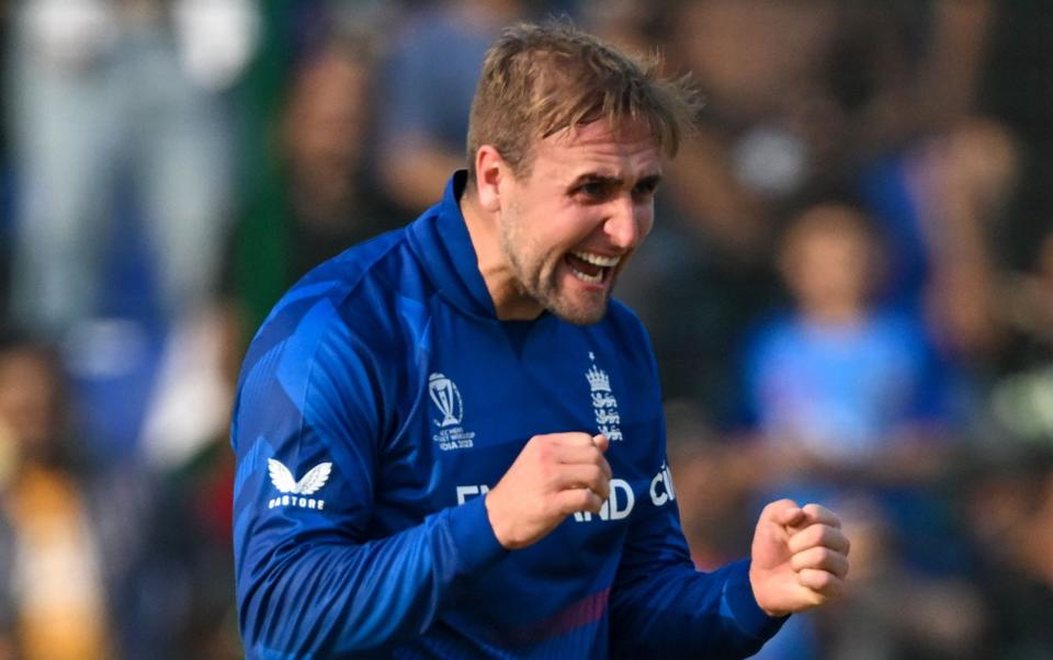 England's Liam Livingstone celebrates after the dismissal of Afghanistan's Azmatullah Omarzai