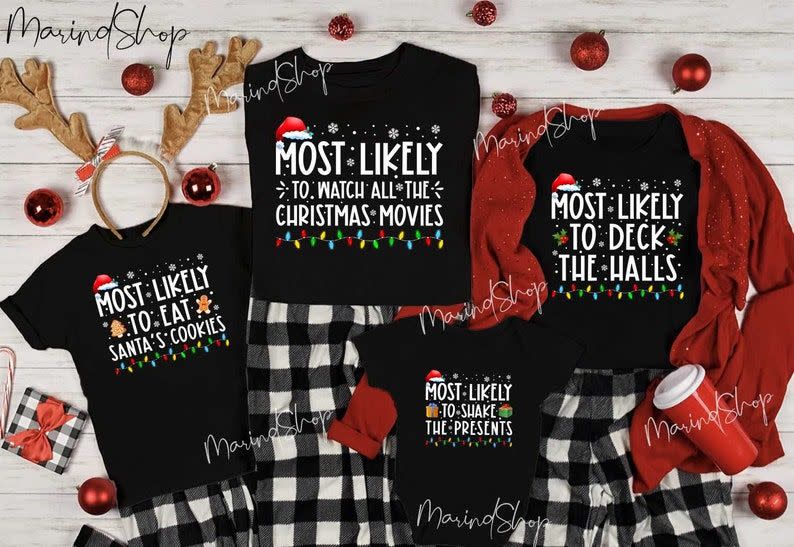 36) 'Most Likely To' Family Christmas Matching Shirts