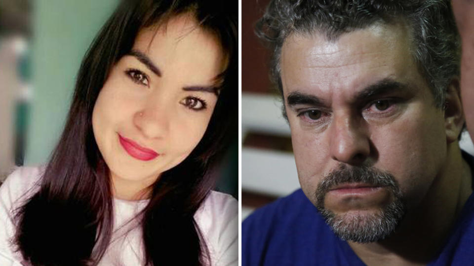 Marcelo Pinheiro, better known as Marcelo “Piloto” is accused of murdering 18-year-old Lidia Meza Burgos in his prison cell. Images: Twitter/Susana Balbuena & AFP