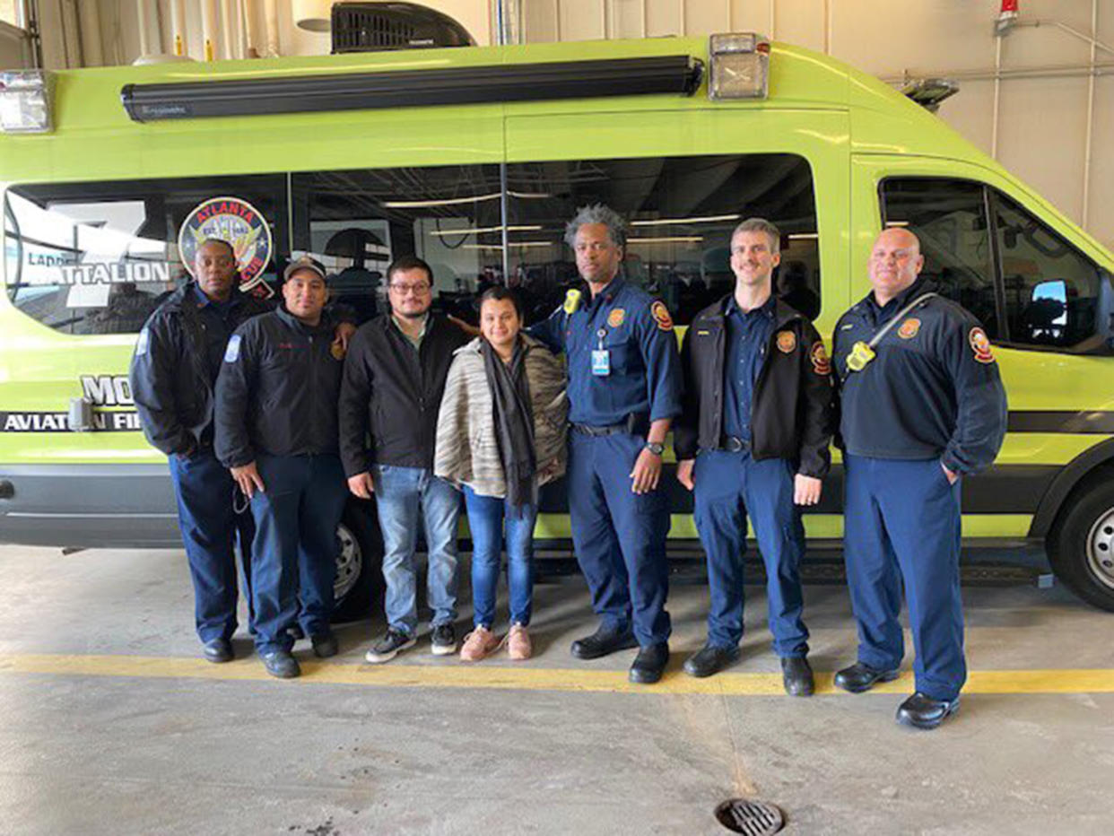 Atlanta firefighters raced to the scene to help Avilia give birth. (Atlanta Airport)