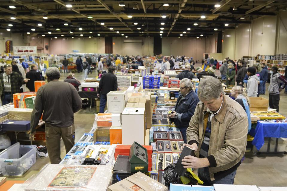 People browse vendors during the Great Train Show at the Ohio Expo Center on Saturday.