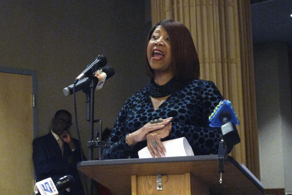 Democratic New Jersey Lt. Gov. Sheila Oliver speaks at an event in Atlantic City N.J. on Tuesday, April 23, 2019, during a forum on the state's takeover Atlantic City's major decision-making powers. Oliver died on Aug. 1, 2023, at age 71. (Photo/Wayne Parry)