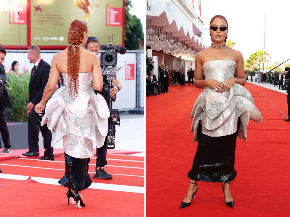 Tessa Thompson attends the "White Noise" and opening ceremony red carpet at the 79th Venice International Film Festival on August 31