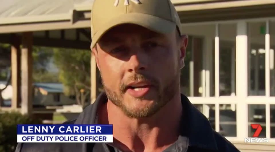 Off-duty officer Lenny Carlier came to the rescue. Source: 7 News