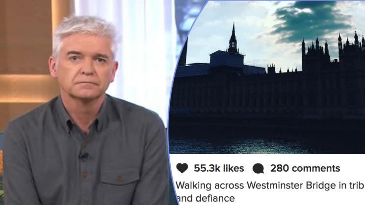 Phillip Schofield took to Instagram to share his walk across Westminster bridge (ITV/Instagram)